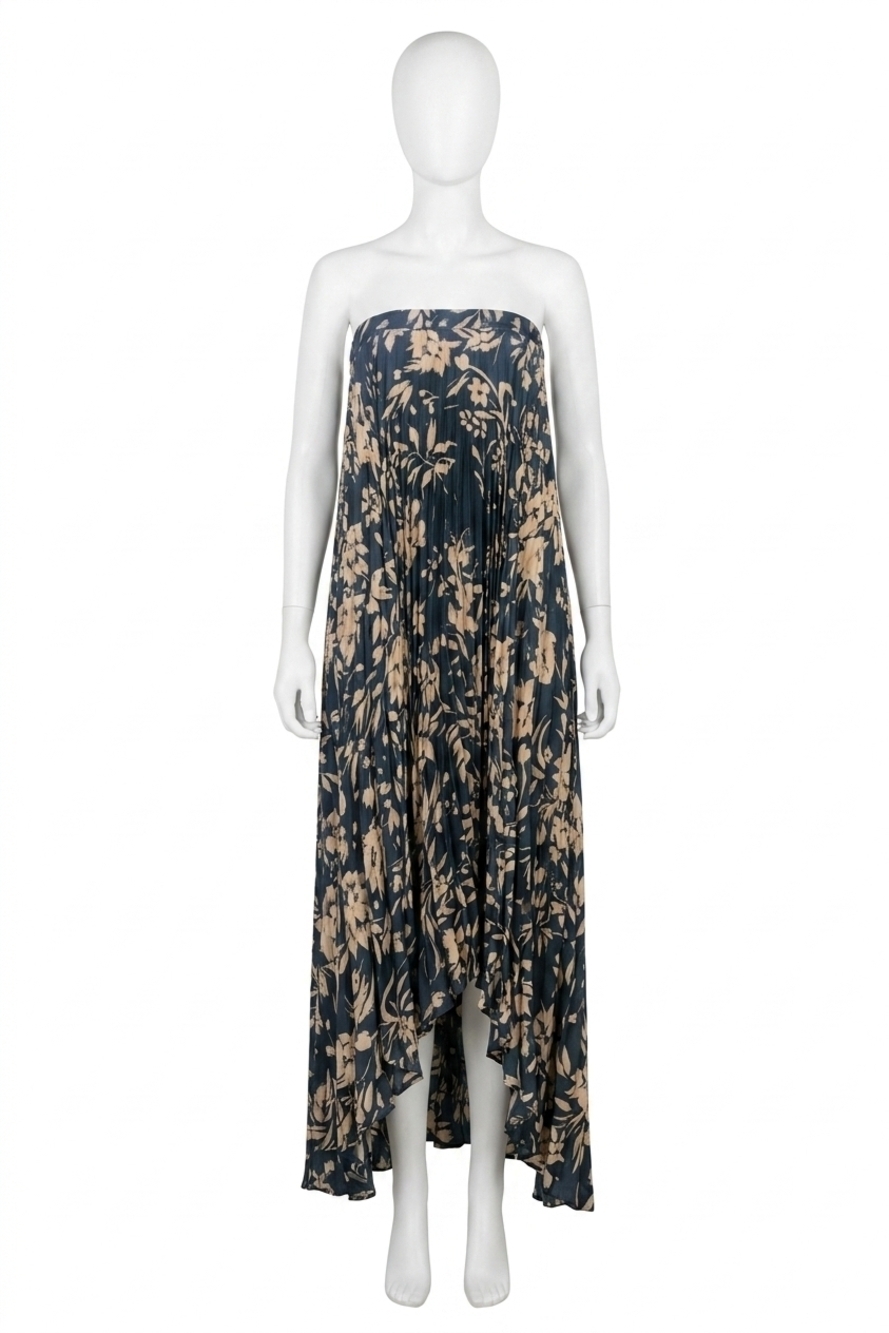 NEW DRESS FORUM yaneth floral asymmetrical maxi dress in dark teal